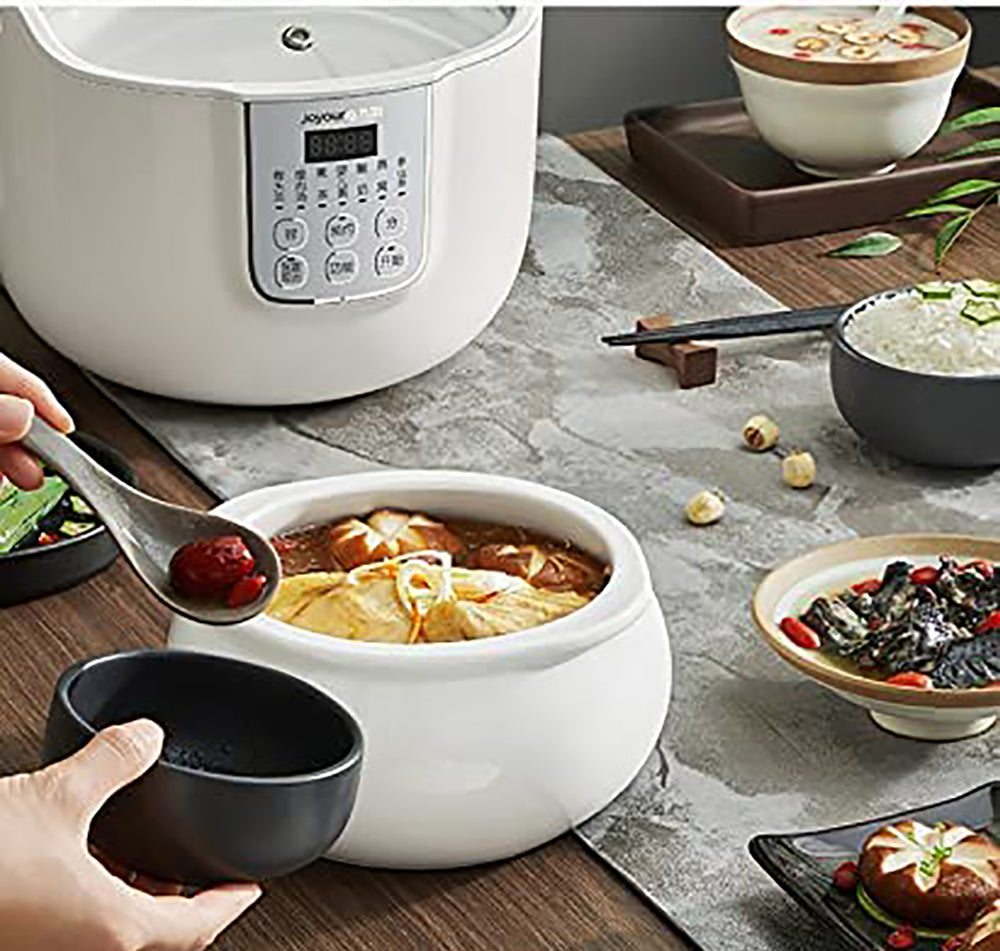 Joyoung White Porclain Slow Cooker 1.8L with 3 Ceramic Inner Containers D-818S AU Model