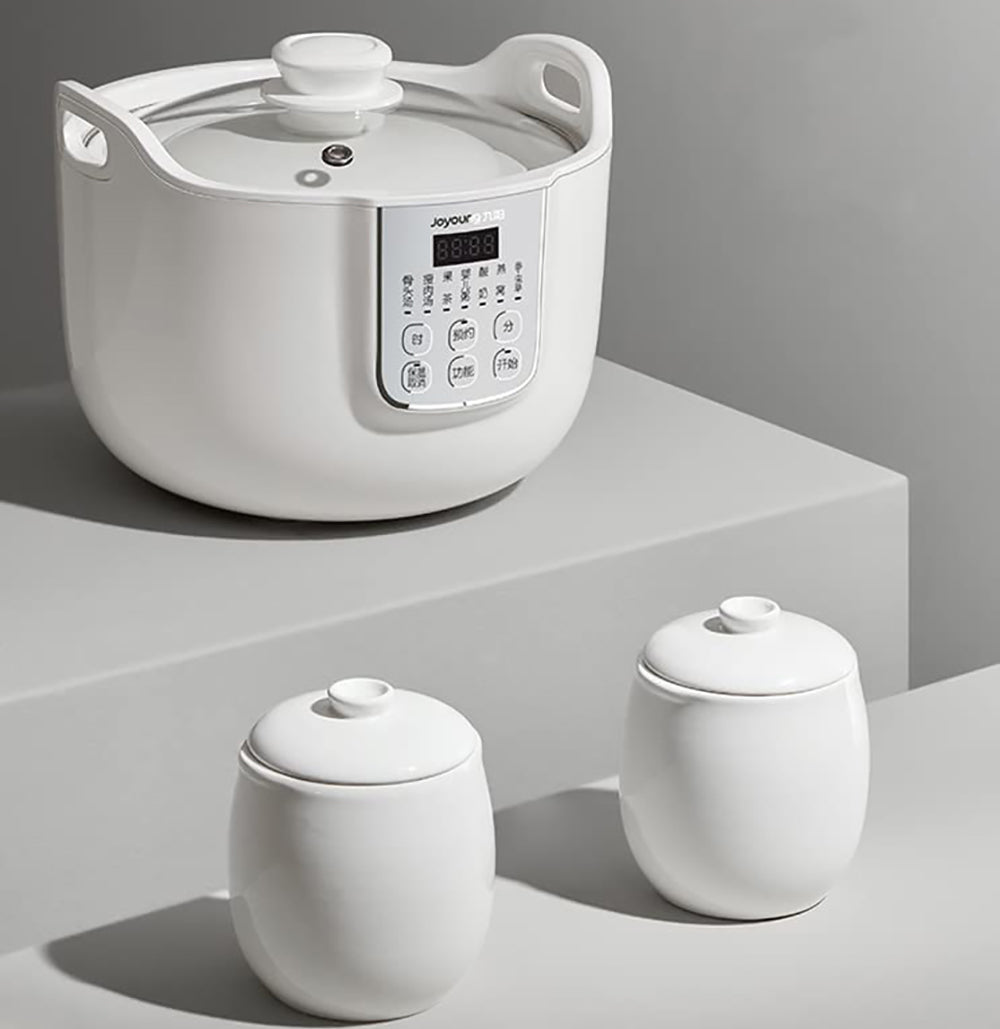 Joyoung White Porclain Slow Cooker 1.8L with 3 Ceramic Inner Containers D-818S AU Model