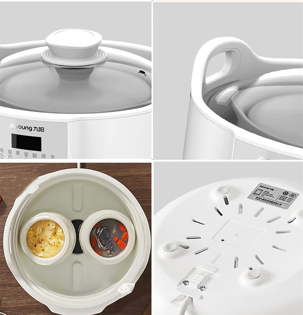 Joyoung White Porclain Slow Cooker 1.8L with 3 Ceramic Inner Containers D-818S AU Model
