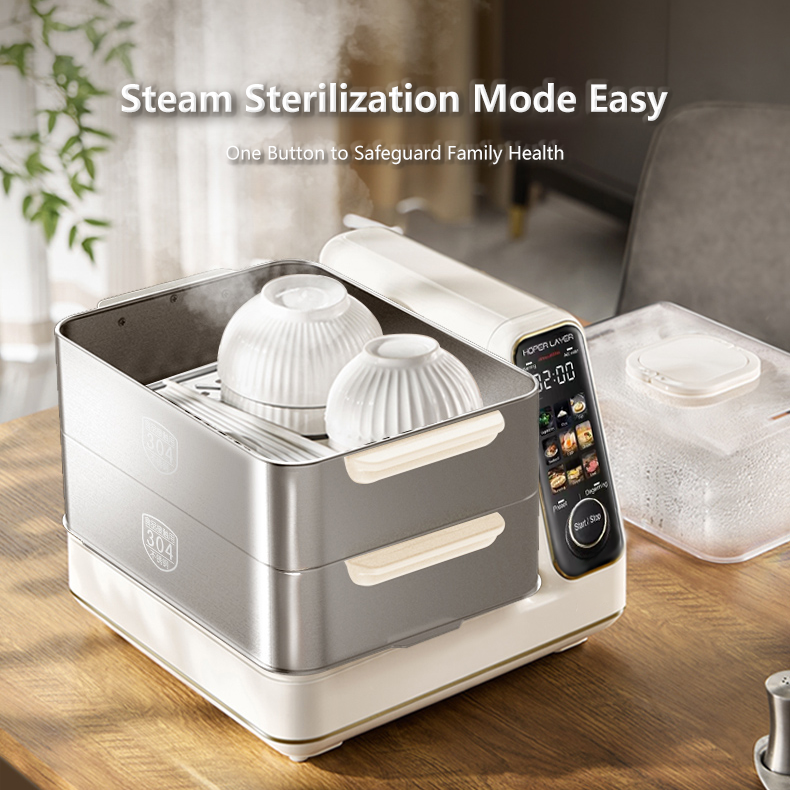 Hoper Layer Electric Food Steamer 16L Large Capacity 24H Timer Independent Water Tank