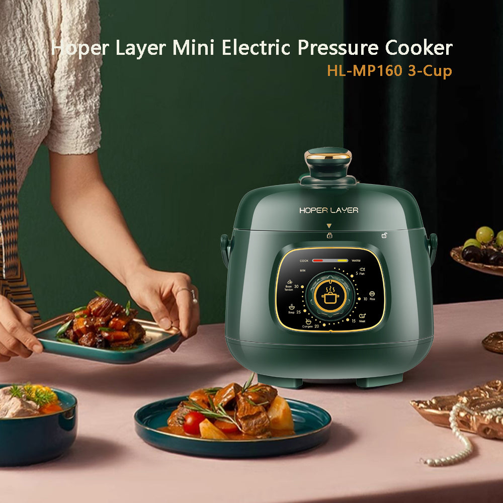 Hoper Layer Mini Electric Pressure Cooker – HL-MP160 3-Cup Small Rice Cooker for 1-2 People, 1.6L, 500W (AU Plug)