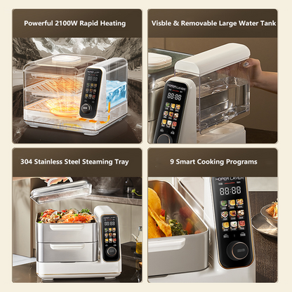 Hoper Layer Electric Food Steamer 16L Large Capacity 24H Timer Independent Water Tank