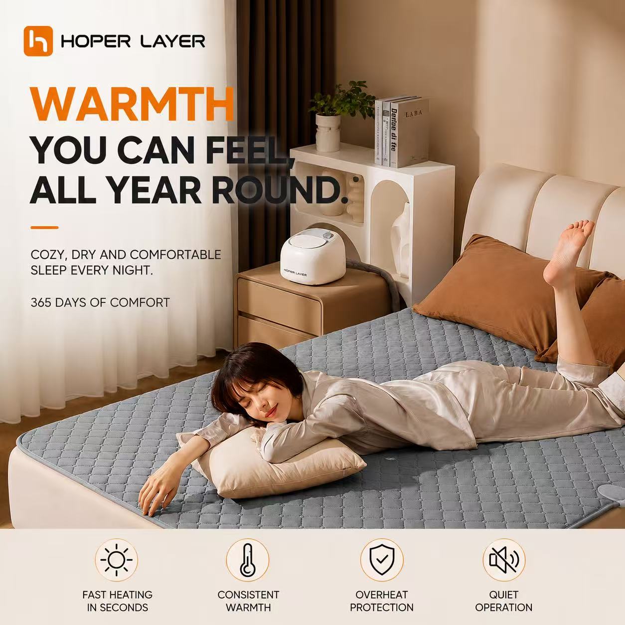 Hoper Layer Electric Water Heated Blanket 1.5m x 1.8m Electric Water Heating Mattress Pad