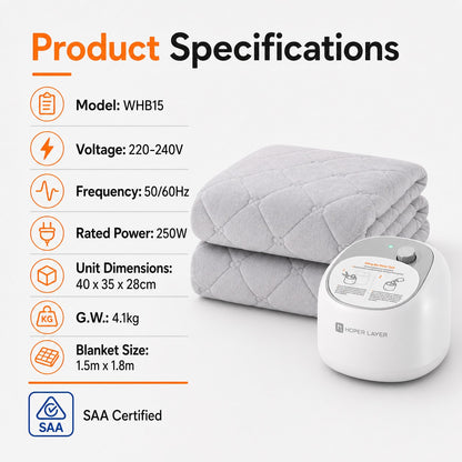 Hoper Layer Electric Water Heated Blanket 1.5m x 1.8m Electric Water Heating Mattress Pad