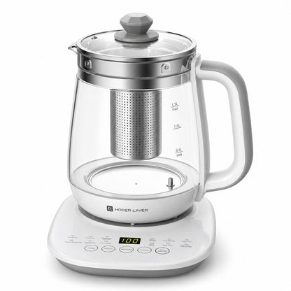 Hoper Layer Eletric Glass Kettle Water Boiler Multiple Cooking Boiling Bottle 1.5L FA-K1501 AU Model